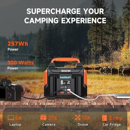 Portable Power Station 300W 257wh Lithium Battery Bailibatt Small Portable Generator for Home Use Camping Travel Emergency Hunting Outdoor, Large Power Bank with AC Outlet for Laptop - Image 7