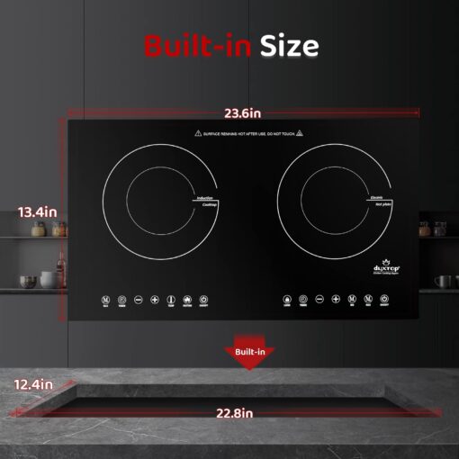 Duxtop 1800W Induction Cooktop 2 Burner, Built-In Induction Burners, Double Induction and Infrared Cooktop, Electric Hot Plate for Cooking, Electric Stove with Sensor Touch Control, 9820HLBI - Image 5
