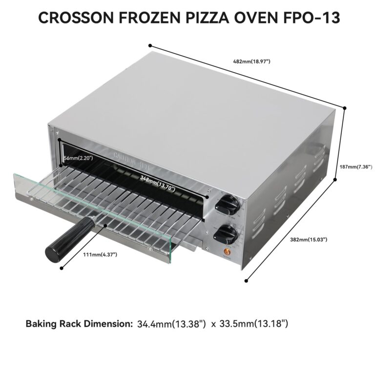 CROSSON Countertop Electric Frozen Pizza Oven For Indoors with 30-minitue Timer,Glass Door and Interior Light,Commercial Pizza Maker for Restaurant and Home Use,120V/1550W (13 Inch) - Image 3