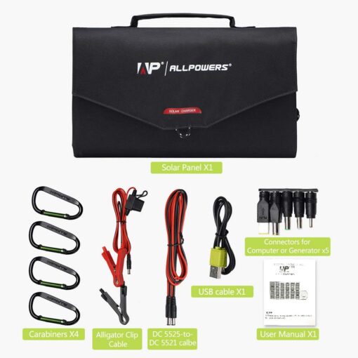 ALLPOWERS Solar Charger 100W Solar Panel Foldable Portable with Dual 5v USB18v DC for Laptop, Tablet, Notebook, 12v Car, Boat, RV Battery, Camping, Hiking, Travel - Image 2