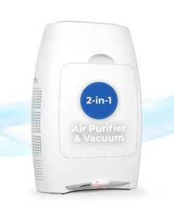 EyeVac Air 2-in-1 HEPA Air Purifier & Touchless Vacuum Automatic Dustpan - Ultra Fast & Powerful - Covers 600 Sq ft - Corded Canister Vacuum, Bagless, Automatic Sensors, 1000 Watt (White/White)