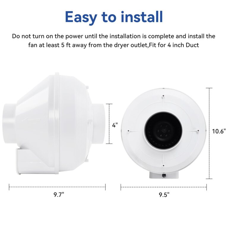 FixOasis Upgrade Dryer Booster Fan 4 Inch with Plug,Compatible with DBF 110 Vent Booster Fans Increase Exhaust Pressure, Faster Drying Clothes, Towels, Sheets, Etc. Dryer Vent Fan 167 CFM - Image 3