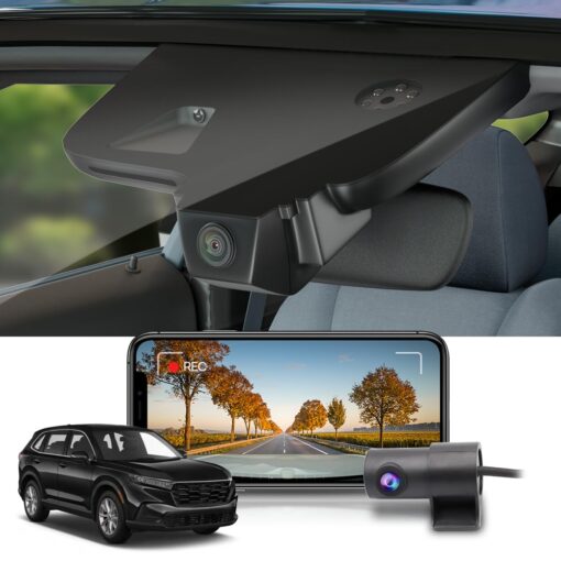 Fitcamx Front 4K+Rear 1080P Dash Cam Adapts for Honda CR-V 2023 2024 2025 Sport Touring EX EX-L Hybrid (Gen6), Integrated OEM Look, Dual Loop Recording, WiFi&APP, G-Sensor, Easy to Use, 128GB Card