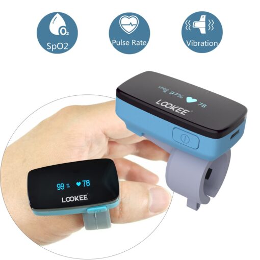 LOOKEE O2-Tracker Ring Continuous Pulse Oximeter - Wearable Oxygen Monitor with Vibration Reminder for Low O2 - Rechargeable Blood Oxygen Saturation SpO2 Meter - Free APP with Reports - Image 6