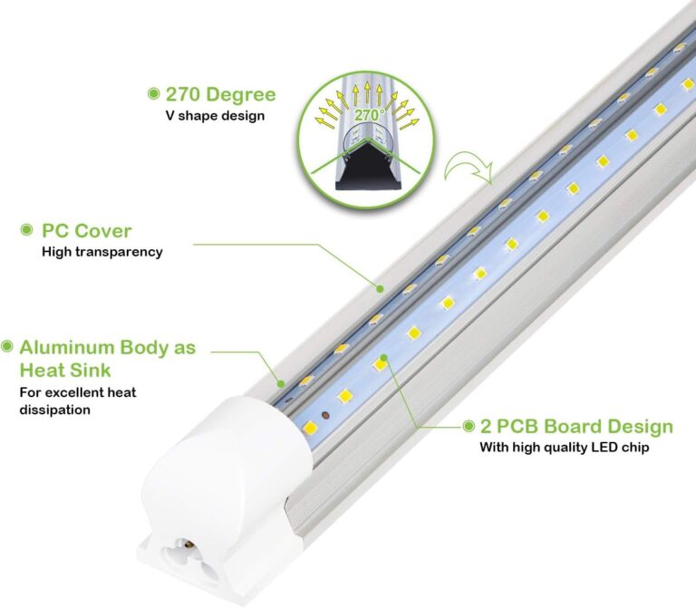 hykolity 8FT LED Shop Light, V Shape Integrated T8 LED Tube Light,10000LM, 80W, 5000K Daylight, 8 Foot Linkable Shop Lights with Built-in ON/Off Switch for Warehouse, Workshop, ETL, 10 Pack - Image 5