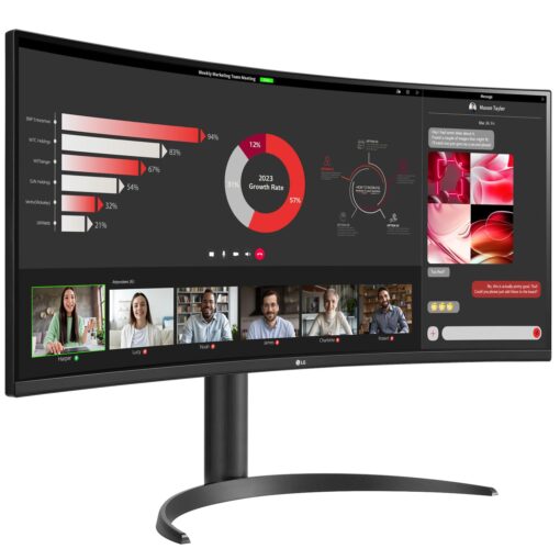 LG 34WR55QC-B 34" Curved UltraWide WQHD HDR 10 100Hz Monitor with USB Type-C, 3440x1440 Curved Display, 100Hz Refresh Rate, AMD FreeSync, Borderless Design - Image 7