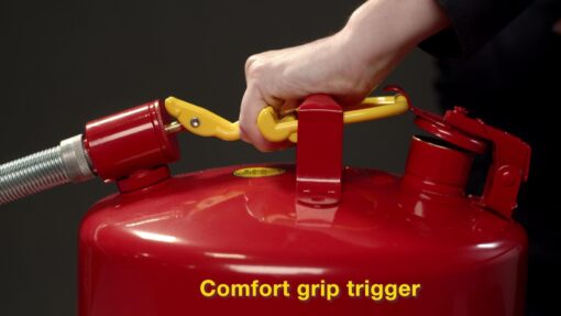 Eagle 5 Gallon Type II Red Safety Gas Can for Gasoline with Flame Arrester, Self-Closing Lid, and 12" x 5/8" Flexible Metal Hose, Made in the USA, Galvanized Steel Flammable Storage Can, U251SX5 - Image 3