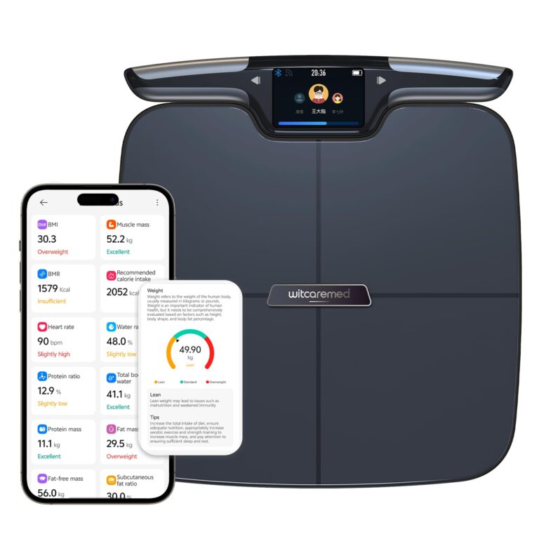 Smart Digital Scale for Body Weight with APP Display 8-Electrode Dual Frequency High Precision Weight Scale with BMI Body Muscle Mass Fat 56 Body Composition Measurement (Black)