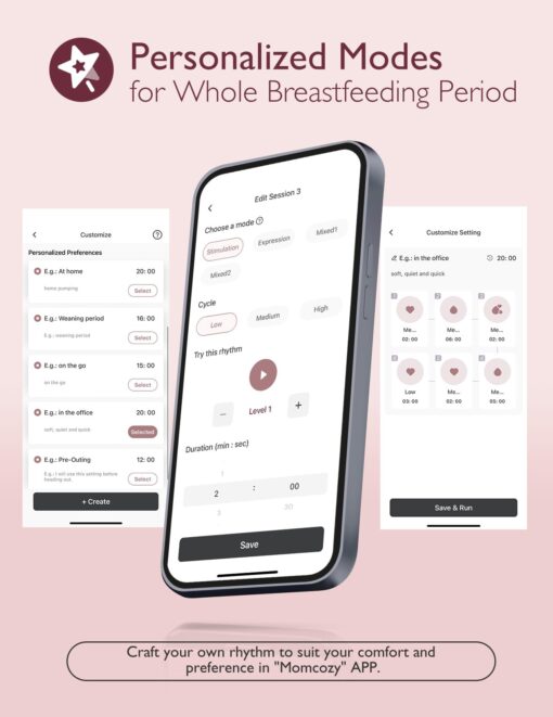 Momcozy Breast Pump Hands Free Upgraded Mobile Flow | M9, App Discreet Control with Personalized Multi-Modes & 15 Levels, Wearable Breast Pump 24mm, 2 Pack Cozy Red - Image 6