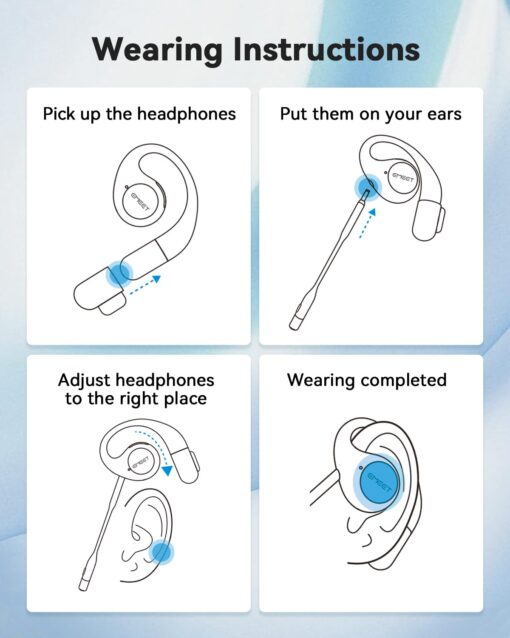 EMEET Airflow Open Ear Headphones with Mic, Bluetooth 5.3 Wireless Headsets with Detachable Microphone, ENC Noise Cancelling, Multipoint Pairing, Bluetooth Headset for Work, Home, Office（White） - Image 2