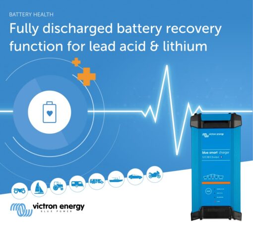 Victron Energy Blue Smart IP22 Smart Car Battery Charger 12V 30A, Float & Trickle Charger and Desulfator for Motorcycle, ATV, RV, Lithium and Deep Cycle Batteries, 3 outputs - Image 5