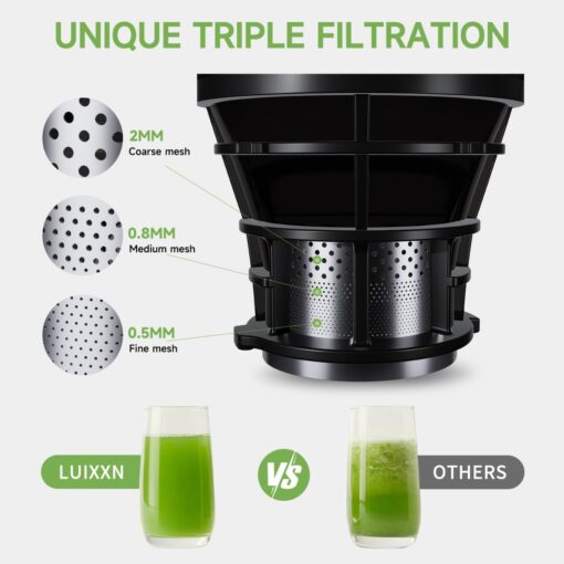 Cold Press Juicer, 5.8" Extra Large Feed Chute Fit Whole Fruits & Vegetables, 350W Slow Masticating Juicer Machines, Easy to Clean, High Juice Yield - Image 5