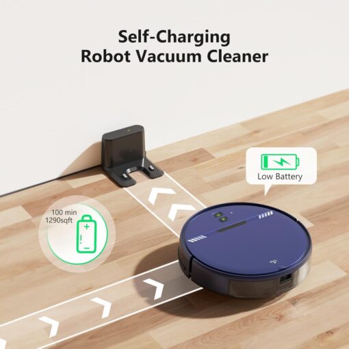 Robot Vacuum and Mop Combo, WiFi/App/Voice, Robotic Vacuum Cleaner with Schedule, 2 in 1 Mopping Robot Vacuum with Water Tank and Dustbin, Self-Charging, Slim, Ideal for Hard Floor, Pet Hair, Carpet - Image 3
