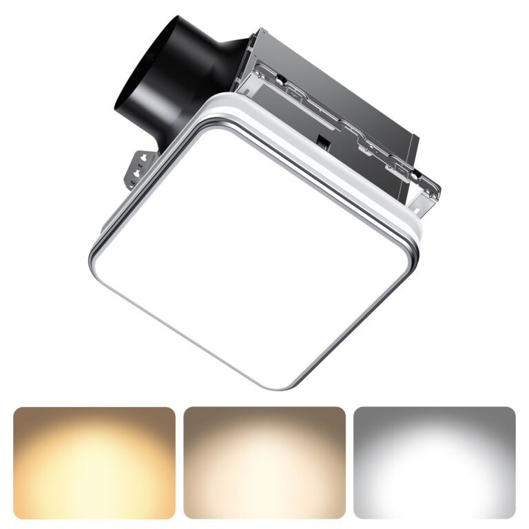 Consciot Bathroom Exhaust Fan with Light, 110/160 CFM Adjustable, 1.0 Sone, suitable for square mounting hole 11.39 x 10.42 inches, 1500lm LED Light 3000K/4000K/5000K Selectable & 2700K Nightlight