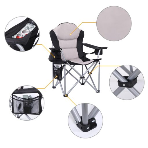 CDEN Heated Camping Chair, Outdoor Heated Camping Chair, Heated Lawn Chairs, Camping Chair, Folding Chair, 10000mAh Power Bank, Thick Padding, Heavy Duty, Cooler Bag, armrest, Carry Bag (2 Pack) - Image 7