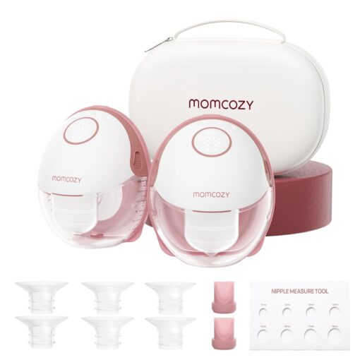 Momcozy Breast Pump Hands Free Mobile Style | M6, Wearable Breastfeeding Pump Ideal Rhythm for More Milk, DoubleFit Flange More Fit & Discreet with 3 Modes & 9 Levels, 24mm - 2 Pack Cozy Red