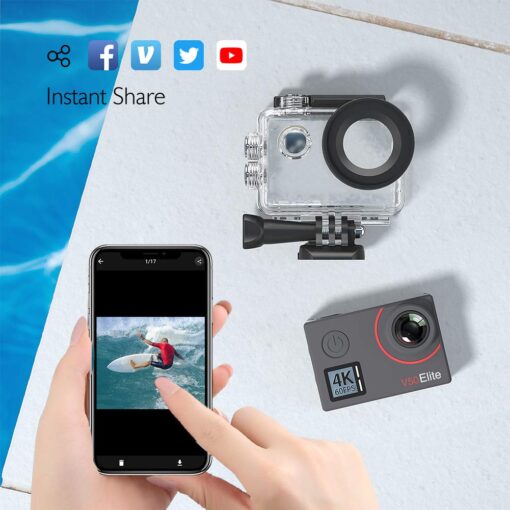 AKASO V50 Elite 4K60fps Touch Screen WiFi Action Camera Voice Control EIS 131 feet Waterproof Camera 8X Zoom Remote Control (with 64GB MicroSD Card) - Image 4