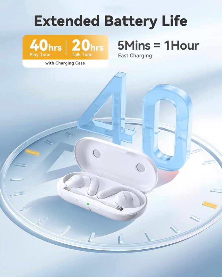 EMEET Airflow Open Ear Headphones with Mic, Bluetooth 5.3 Wireless Headsets with Detachable Microphone, ENC Noise Cancelling, Multipoint Pairing, Bluetooth Headset for Work, Home, Office（White） - Image 3