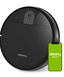 Greenworks Robotic Vacuum GRV-1010 Self-Charging, Wi-Fi Connectivity, 2200Pa Extreme Suction Power, Perfect for Pet Hair, Hard Floors, Carpets, Works with Alexa