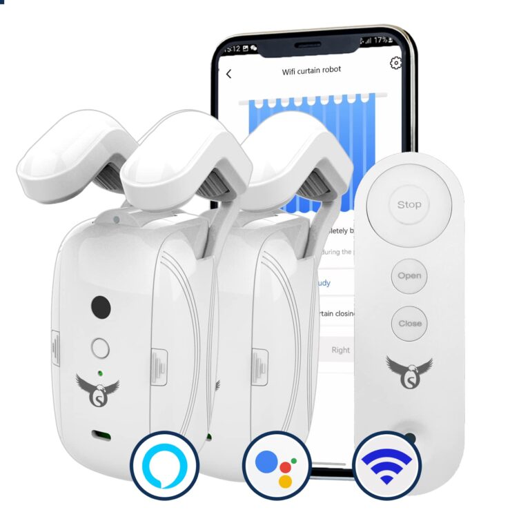 Osprey Smart Curtain Opener (2 Motors),3in1:Roman Rod+T-Track+U-Rail,Suitable for 0.32-1.57" Rod,Remote Control & Wireless App,Compatible with Alexa,Google Home(Gateway Included),Double Side Opening
