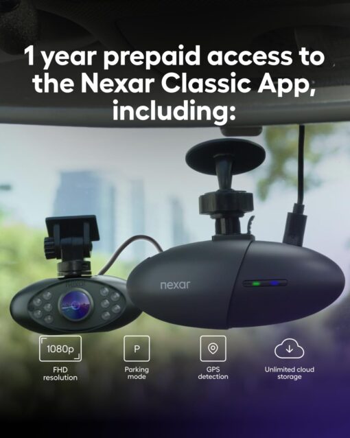 Nexar Pro Dual Dash Cam - 1 Year Nexar App Subscription Included - Unlimited Cloud Storage, Drive Recordings, Parking Mode, Night Vision, All Inside The Nexar App - WiFi HD Front Dash Cam (64 GB SD) - Image 4