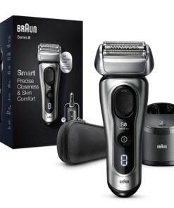 Braun Electric Razor for Men, Series 8 8457cc Electric Foil Shaver with Precision Beard Trimmer, Cleaning & Charging SmartCare Center, Galvano Silver