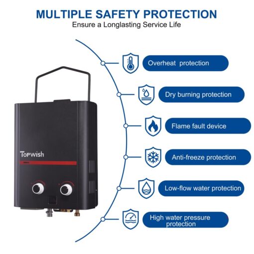 TOPWISH Portable Propane Water Heater Black - Image 7