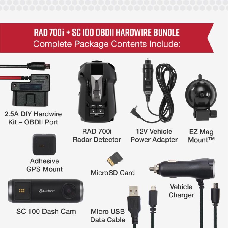 Cobra RAD 700i Laser Radar Detector & SC100 Smart Dash Cam + 2.5A OBD Port to Micro USB Hardwire Kit: Long Range Front and Rear Detection, DSP, Full HD 1080P Resolution, Built-in WiFi & GPS - Image 3