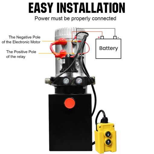 DC HOUSE Hydraulic Power Unit 15 Quart Double Acting Hydraulic Pump DC 12V Power Unit Metal Reservoir for Dump Trailer Car Lifting - Image 4