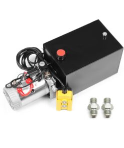 Nakkaa 12V DC Hydraulic Power Device 8 Quart/ 10 Quart/ 13 Quart Hydraulic Dump Trailer Pump for Lifting and Lowering Dump Trailer Trucks Single/Double Acting (13 Quart Single)