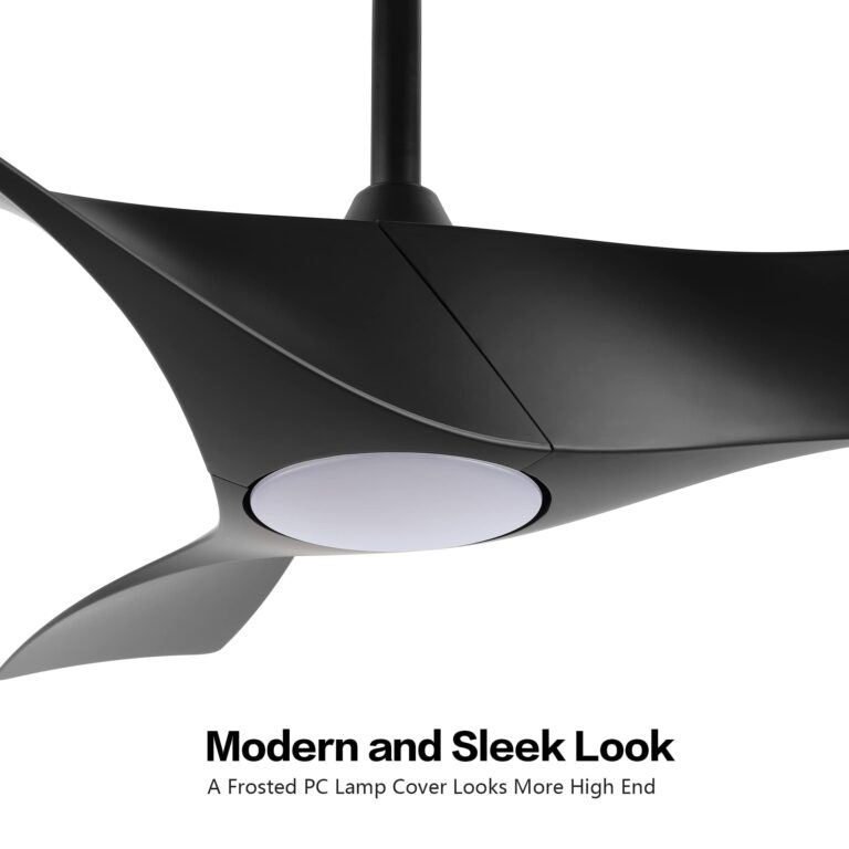 WINGBO 52" DC Ceiling Fan with Lights and Remote, Matte Black Ceiling Fan, 3 Curved ABS Blades, 6-Speed Reversible DC Motor, Modern Ceiling Fan for Kitchen Bedroom Living Room, ETL Listed - Image 4
