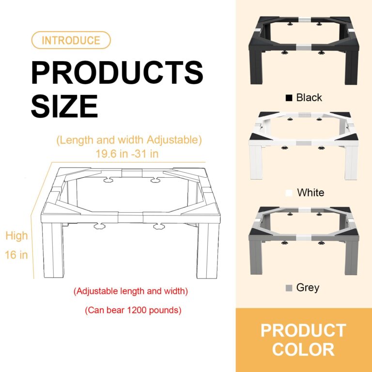 I'Ezonk Full size Heavy duty all steel Laundry Pedestal , 16" Height Washer and Dryer Pedestals, Adjustable Universal washing machine stand and Ice maker stand(White) - Image 7