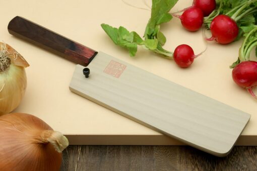 Yoshihiro VG10 46 Layers Hammered Damascus Nakiri Japanese Vegetable Knife (6.5'' (165mm) Rosewood Handle) - Image 3