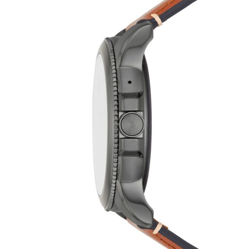 Fossil 44mm Gen 5E Stainless Steel and Leather Touchscreen Smart Watch, Color: Smoke, Brown (Model: FTW4055V) - Image 7