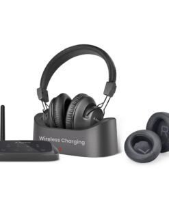 Avantree HT5009 Plus with Extra Ear Pads Bundle: Wireless Headphones for TV Watching with Bluetooth Transmitter & Charging Dock, Long Range, Low Latency, Pass-Through Support, and Clear Voice Mode
