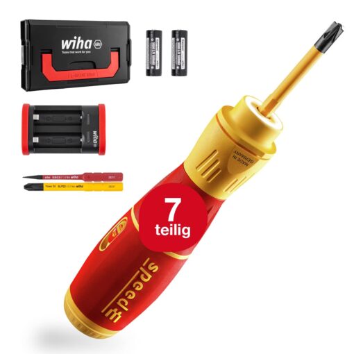 Wiha SpeedE® II Electric Screwdriver (44318) 7-Piece (SlimBits, Batteries, USB Charging Cable, L-Boxx Mini), Torque 0.4 nm + 1 nm LED Light