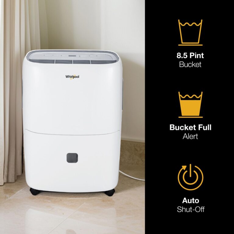 Whirlpool Energy Star 23-Pint Portable Dehumidifier with Auto-Shutoff and Timer, Home Dehumidifier and Moisture Absorber For Basement, Garage, Living Room in White - Image 6