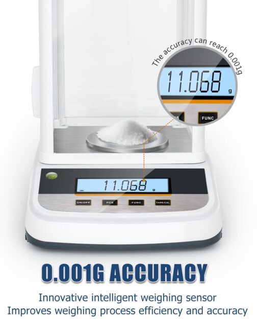 500g Analytical Lab Balance with 0.001g Ultra-Precision, Digital Scale Multi-Functional Units Plug-in Exclusive 500g Weight - Ideal for Laboratories, Research, Industrial, Kitchen, Food, Jewelry… - Image 6