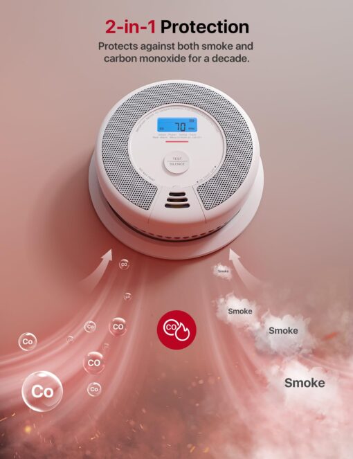 X-Sense Smart Smoke Detector Carbon Monoxide Detector Combo, Battery-Operated (Not AC Hardwired) Interconnected Combination Smoke Carbon Monoxide Detector, 5 Detectors with 1 Base Station, SC07-MR51 - Image 3