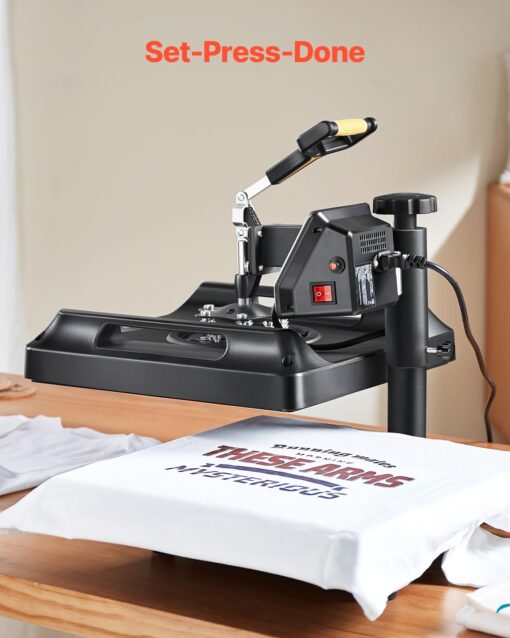 VEVOR 8 in 1 Heat Press Machine 15x15 Inch, 360° Swing Away Tshirt Press, Digital Professional Sublimation Heat Transfer for T Shirts Hat Cap Mug Plate - Image 5
