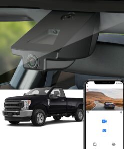Fitcamx 4K Dash Cam Suitable for Ford F250 F350 XL XLT 2011-2022 (DZ-00455), OEM Factory Look, UHD 2160P Video, Built-in WiFi & APP, Loop Recording, G-Sensor, Easy to Install, 64GB MicroSD Card