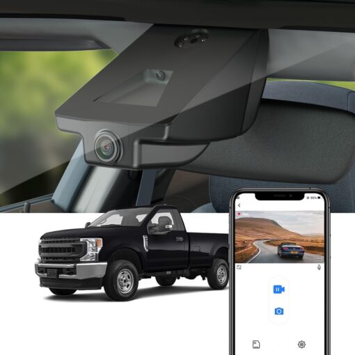Fitcamx 4K Dash Cam Suitable for Ford F250 F350 XL XLT 2011-2022 (DZ-00455), OEM Factory Look, UHD 2160P Video, Built-in WiFi & APP, Loop Recording, G-Sensor, Easy to Install, 64GB MicroSD Card