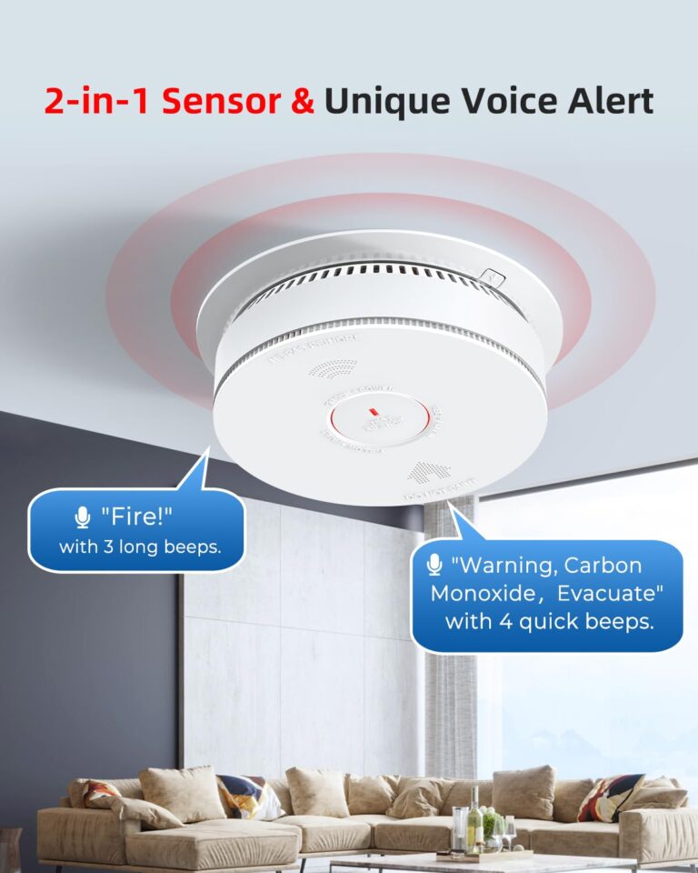 SITERWELL Hardwired Interconnected Smoke Detector Carbon Monoxide Detector Combo with 2 AA Batteries Back Up, 2 in 1 Smoke and CO Detector with Voice Alert, Smoke and CO Alarm with Self-Check, 5 Pack - Image 9