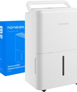 hOmeLabs 1,000 Sq. Ft Portable Wi-Fi Dehumidifier – 8 Pint, Ultra Quiet & Compact for Home, Bedroom, Bathroom & Office – Smart Humidity Control with Drain Hose Included
