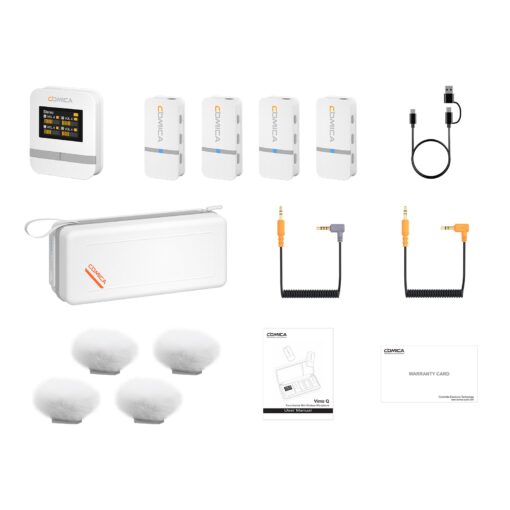 COMICA Vimo Q Wireless Lavalier Microphone System with 4 Transmitters and 1 Receiver, Noise Cancellation, 656' Range, Wireless Microphone for Camera, iPhone, Android, PC Interviews, Vlogging(White) - Image 2