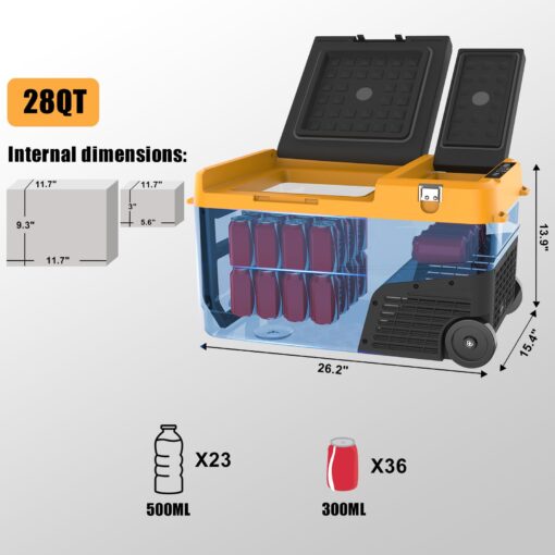 T-SUNiceM 12 Volt Car Fridge, 28 Quart Electric Cooler Dual Zone, Car Refrigerator -4℉~68℉ 12/24V DC & 100-240V AC App Control for Dewalt 18-20V Battery Truck Van RV Camper Travel Camping Road Trips - Image 8