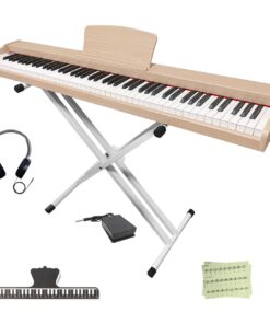 Longeye Piano Keyboard 88 Keys Wooden Electric Piano Semi Weighted Digital Piano for Beginner & Professional with Piano Stand, Music Rest, Headphones MOLD2 Oak beige