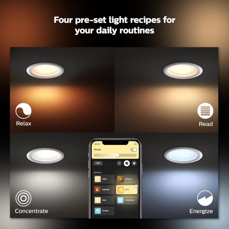 Philips Hue Smart Recessed 4 Inch LED Downlight - White and Color Ambiance Color-Changing Light - 6 Pack - 850LM - Indoor - Control with Hue App - Works with Alexa, Google Assistant and Apple Homekit - Image 3