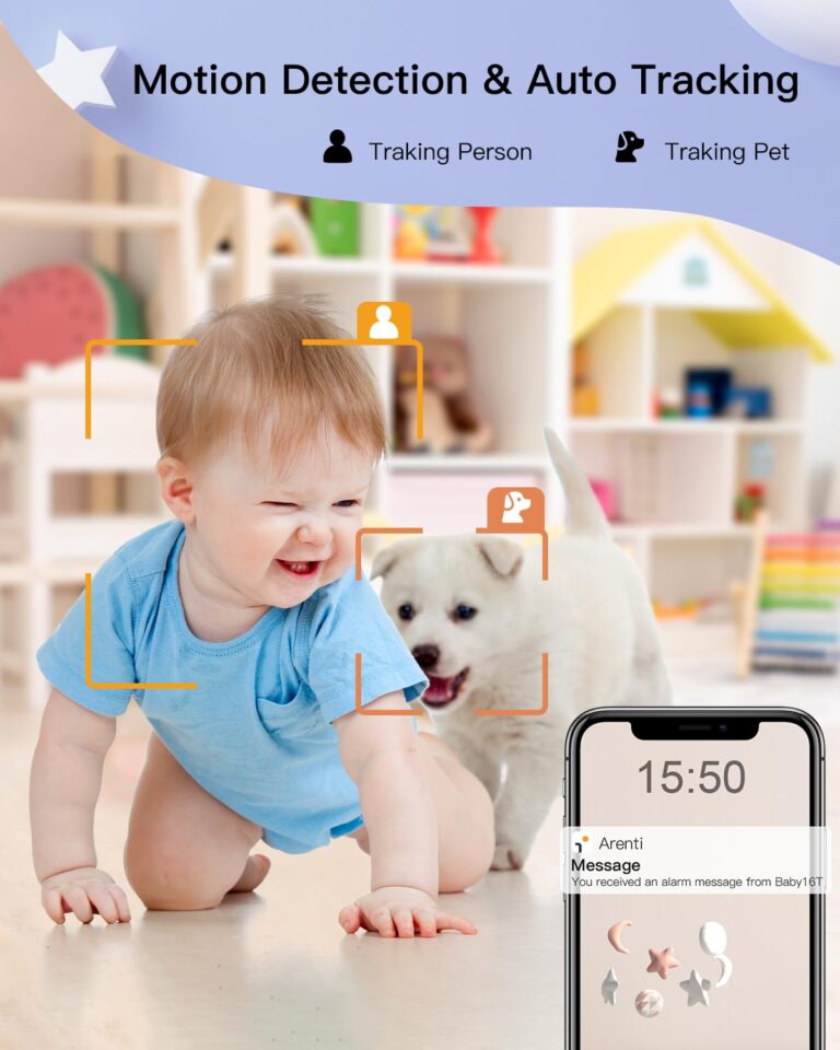 ARENTI Split-Screen Baby Monitor, 5" HD Video Baby Monitor with 4 Cameras and Audio, 720P Color Display,Night Vision, 4X Zoom,Temp& Humidity Sensor(4 Camera) - Image 6