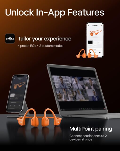 SHOKZ New OpenRun Pro 2 - Open-Ear, Bone Conduction Sport Headphones - with Headband - Sweat Resistant, Workout Headphones - Secure, Wireless, Comfortable Fit-Deep Bass and Smart Mic App - Image 2